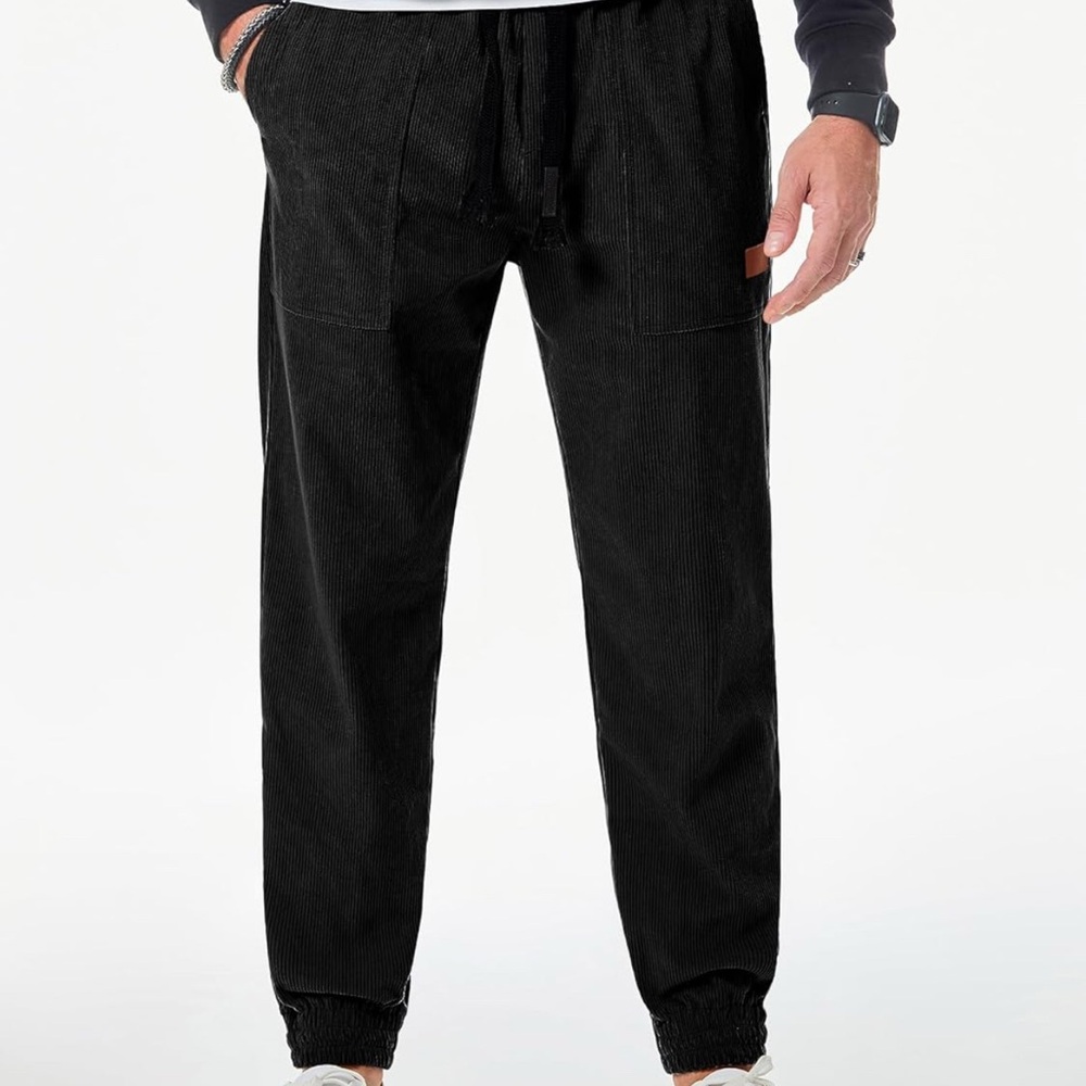Black Corduroy Jogger Pants